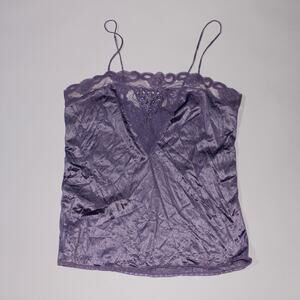 Vintage Euro Interludes Purple Cami With Lace Neckline Size M/34